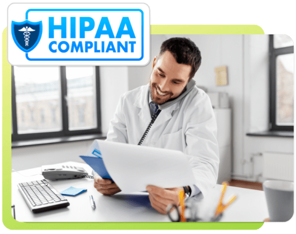 doctor using hipaa compliant phone system