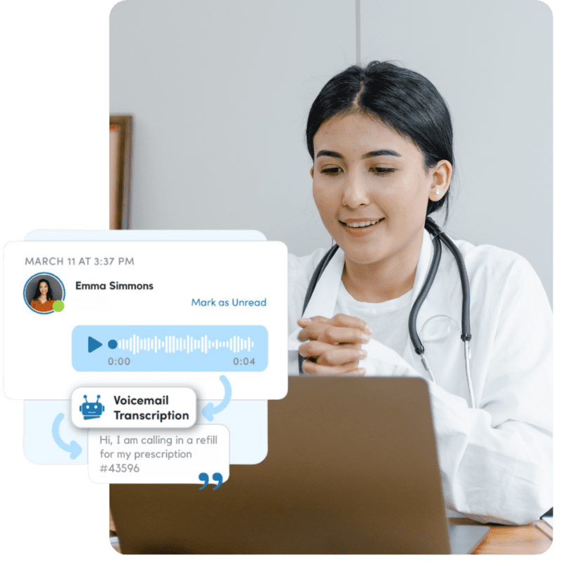doctor using voicemail transcription