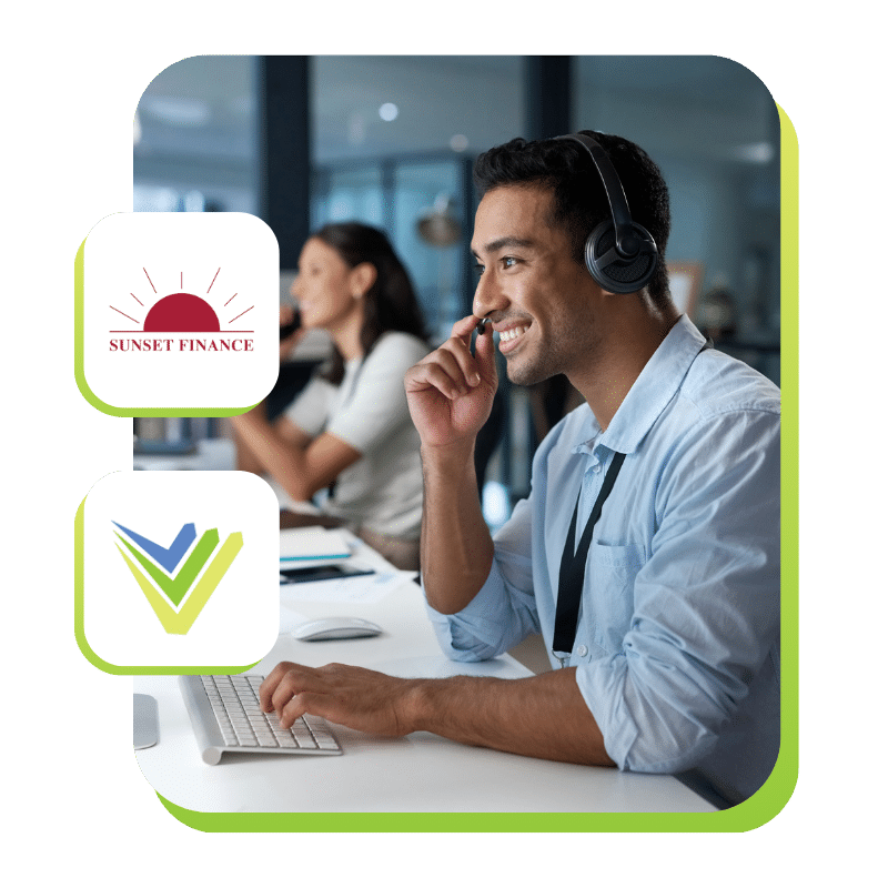 finance work and sunset finance and visionquest logo